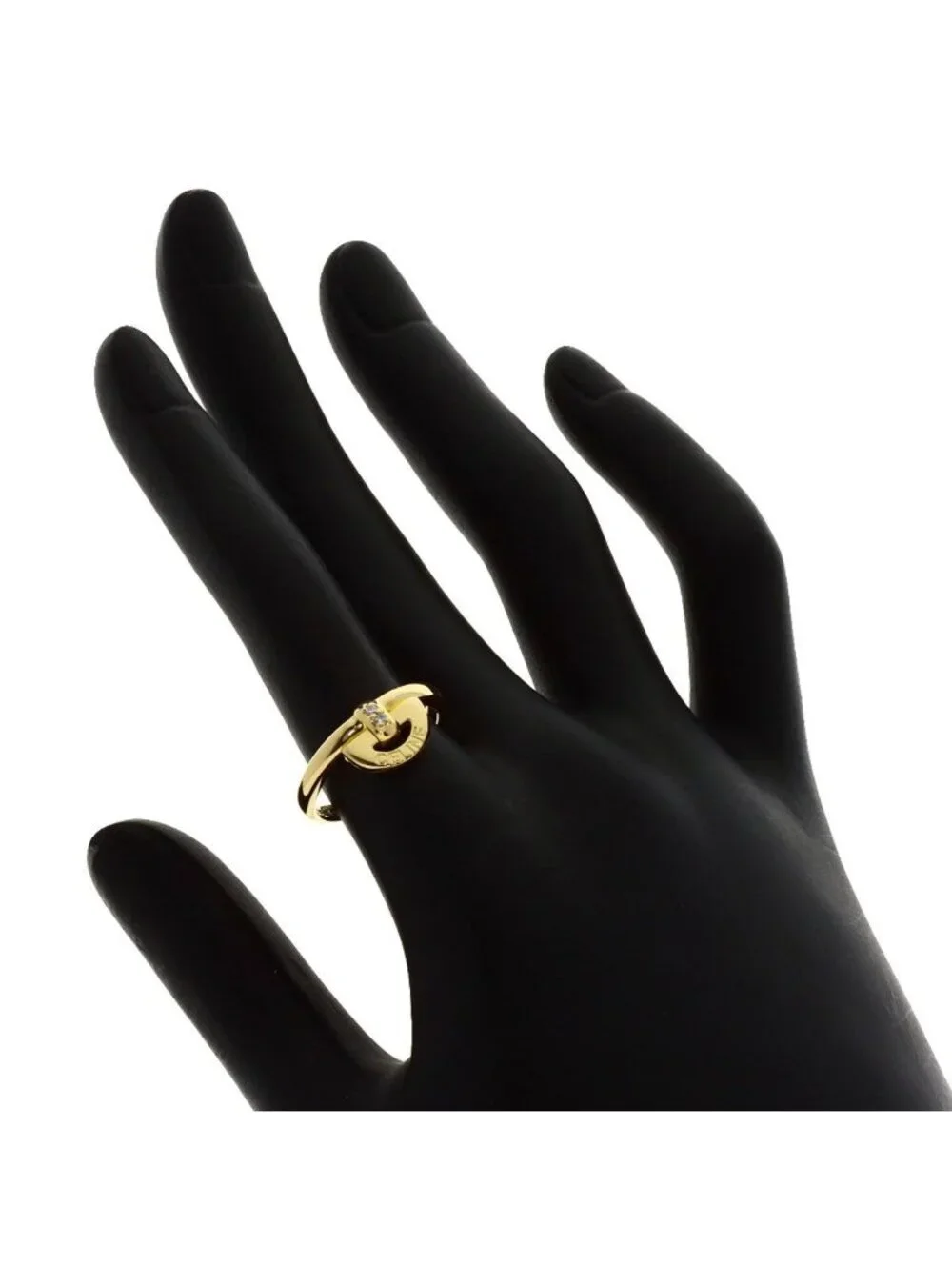 Celine Logo Diamond Ring 18k Yellow Gold
